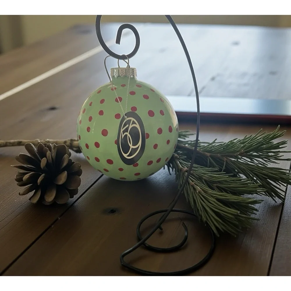 Dept‎ 56 Glass Ornament & Stand Candy Canes Polka Dots Christmas Red White Green